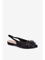 Dámské sandály na nízkém podpatku s květem Černé model 22102844 - Boto