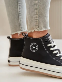 Zateplené dámske tenisky na platforme z ekokože Big Star Black