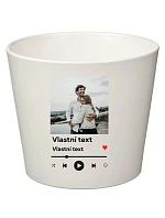 Bílý keramický květináč s vlastním odkazem na oblíbenou písničku - malý