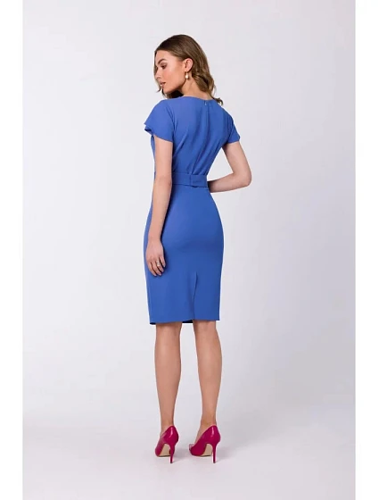 Pouzdrové šaty s páskem model 21049870 modré - STYLOVE Pouzdrové šaty s páskem model 21049870 modré - STYLOVE
