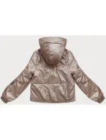 Krátká béžová dámská bunda s kapucí model 18910663 - S'WEST Krátká béžová dámská bunda s kapucí model 18910663 - S'WEST