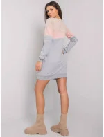 Béžová/ružová/sivá trojfarebná dámska dlhá mikina s vreckami (5869) Béžová/ružová/sivá trojfarebná dámska dlhá mikina s vreckami (5869)