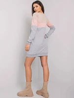 Dámska trojfarebná dlhá mikina s vreckami béžová/ružová/sivá (5869)