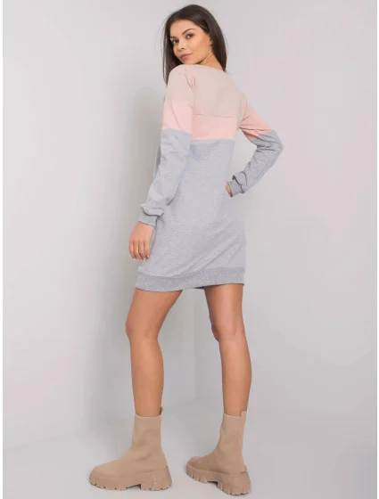 Béžová/ružová/sivá trojfarebná dámska dlhá mikina s vreckami (5869) Béžová/ružová/sivá trojfarebná dámska dlhá mikina s vreckami (5869)