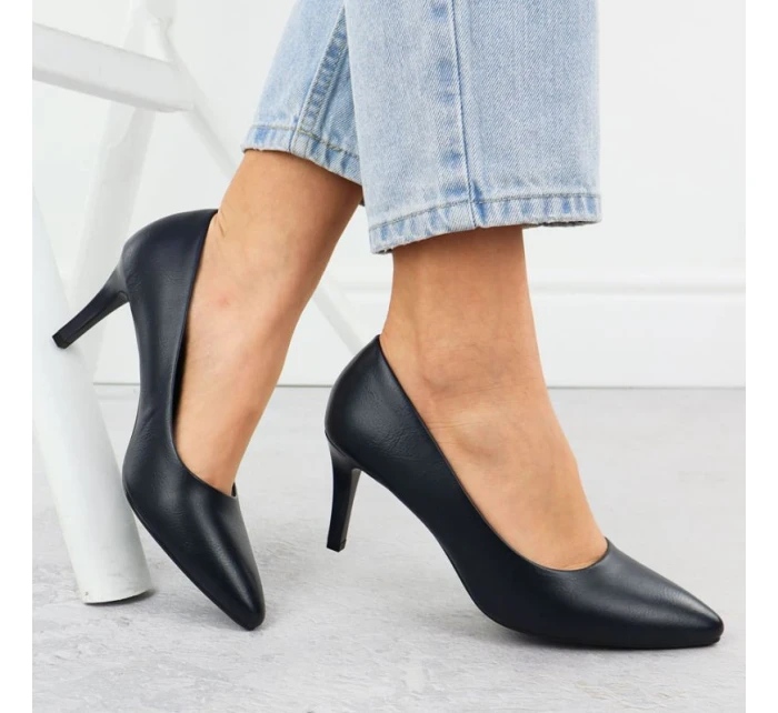 Dámske tmavomodré lodičky na podpätku Sergio Leone 1336 Dámske tmavomodré lodičky na podpätku Sergio Leone 1336