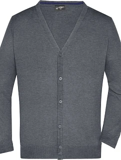 JN 661 Pánský pletený cardigan s výstřihem do V model 22488049 grey heather - Daiber
