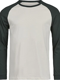 Tee Jays TJ 1170 Baseballové tričko s dlhým rukávom „Unlabeled“ 18.1170 cementová/tmavozelená