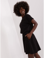 Základné čierne bavlnené mini šaty od RUE PARIS