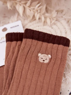 Dámske bavlnené ponožky s medvedíkom - svetlohnedé