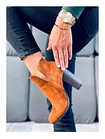 Dámske členkové topánky so stĺpovým podpätkom UK11P Brown Camel - Seastar