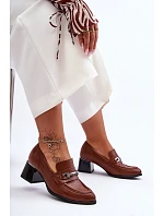 Dámské kožené na podpatku Hnědá s černou  model 22045081 - Step in style