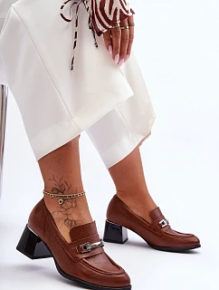 Dámské kožené na podpatku Hnědá s černou  model 22045081 - Step in style