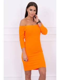 Pruhované vypasované šaty oranžové neónové