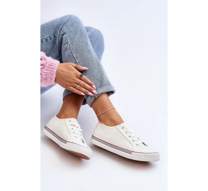 Damskie Trampki Z Eko Skóry Białe Lirean