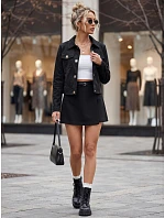 Dámská semišová bunda na druky, černá, FashionStreet TY5880