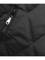 Čierna prešívaná bunda s ozdobnými sťahovacími lemami (16M9085-392)