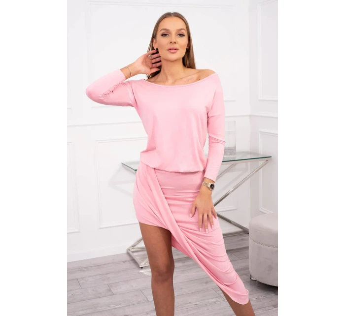 Asymetrické šaty, 3/4 rukávy, pudrově růžové Asymetrické šaty, 3/4 rukávy, pudrově růžové