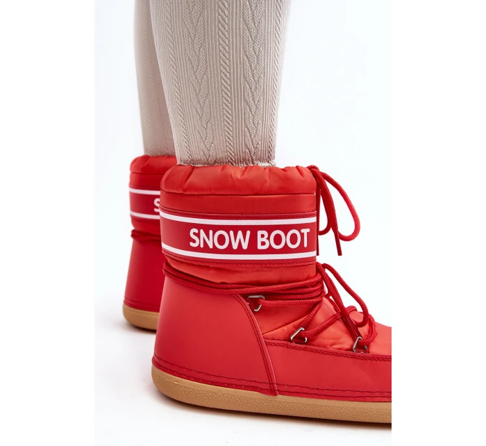 Damskie Wiązane Śniegowce Czerwone Soia