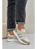 Dámské kožené tenisky na platformě béžové model 21685462 - EVENTO