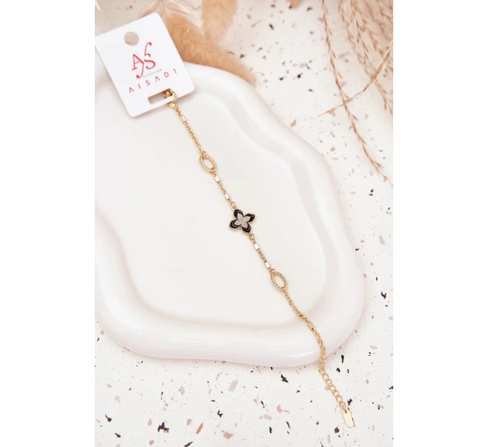 Náramek s čtyřlístkem chirurgická ocel zlatá Náramek s čtyřlístkem chirurgická ocel zlatá