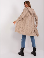 Tmavobéžový dámsky sveter s kapucňou