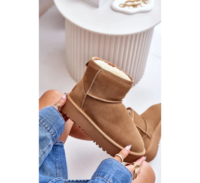 Kožené semišové tenisky s platformou nad členkom Camel Rianaella