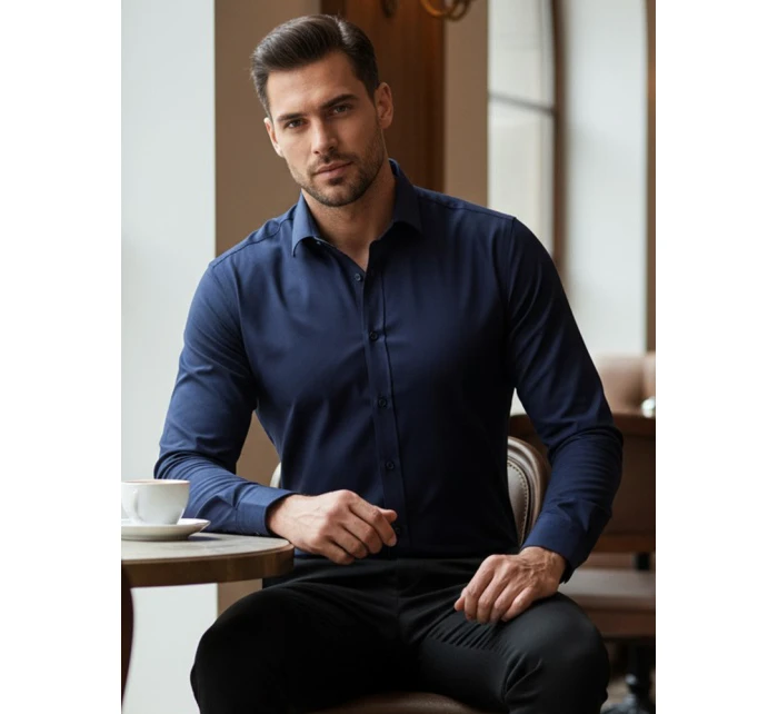 Pánska elegantná tmavomodrá košeľa FashionStreet DX2477