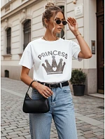 Dámske bavlnené tričko PRINCY white FashionStreet RY2390