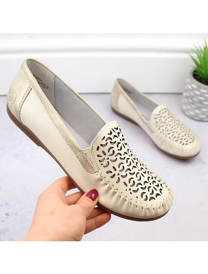 Kožené pohodlné polobotky W model 22033625 beige - Rieker