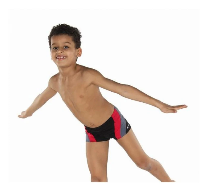 Chlapčenské plavky 034 čierno-červeno-šedé Chlapčenské plavky 034 čierno-červeno-šedé