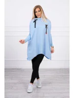 Oversize mikina s asymetrickými boky modrá Oversize mikina s asymetrickými boky modrá