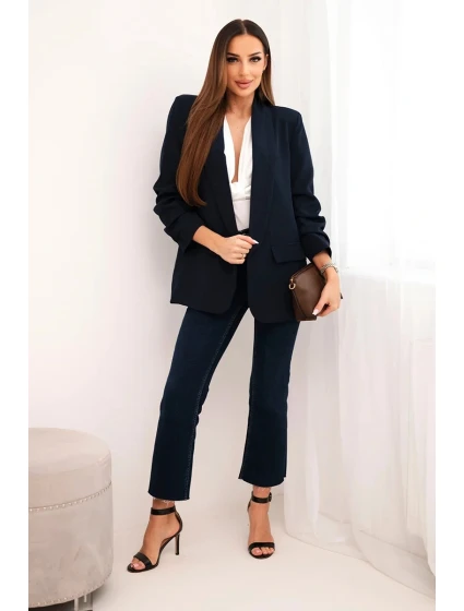 Bunda s chlopňou elegantná tmavomodrá