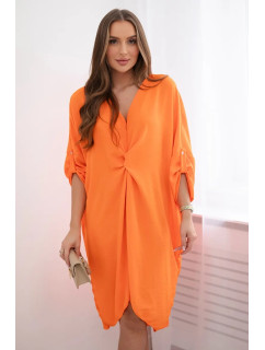 Oversize šaty s véčkovým výstrihom oranžové