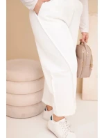 Dámske bavlnené Plus veľkosť s vysokým pásom voľné nohavice Ecru Dámske bavlnené Plus veľkosť s vysokým pásom voľné nohavice Ecru
