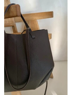 Taška shopper z přírodní kůže čokoládová Halinne