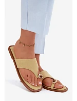 Dámské ploché žabky s ozdobným detailem Žluté Fedira