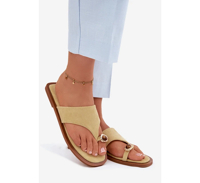 Dámské ploché žabky s ozdobným detailem Žluté Fedira