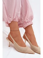 Dámské sandály z na podpatku Béžové model 22103173 - Boto