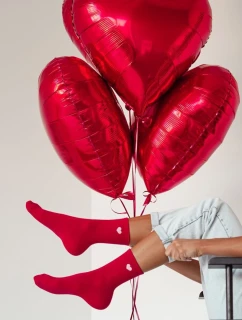 Dámske ponožky s malým srdiečkom - červené