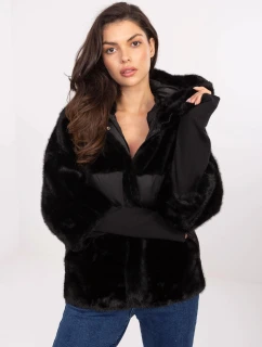 Čierna voľná bunda z rôznych materiálov (WJ218)