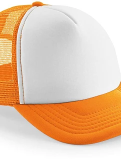 Beechfield B 645B Detská 5-panelová sieťovaná čiapka s šiltom 53.645B oranžová/biela