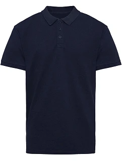 Pure Waste PQM Pánske polo tričko z hrubej bavlny 74.0PQM, jednofarebné, tmavomodré