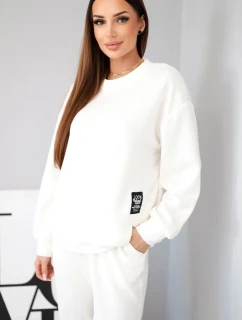 Dámska súprava s maslovou voľnou mikinou a teplákmi ecru