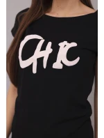 Dámska bavlnená blúzka s potlačou CHIC čierna