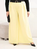 Dámske Plus veľkosť široké nohavice s opaskom žltá