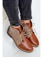 Kožené Botky Na Plochém Podpatku Hnědé Zazoo model 21679956 - NOBO