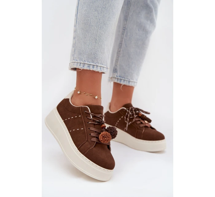 Dámské tenisky na platformě s ozdobnými čokoládové model 21919538 - Boto
