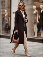 płaszcz damski z paskiem czekoladowy model 22546881 - FashionStreet płaszcz damski z paskiem czekoladowy model 22546881 - FashionStreet