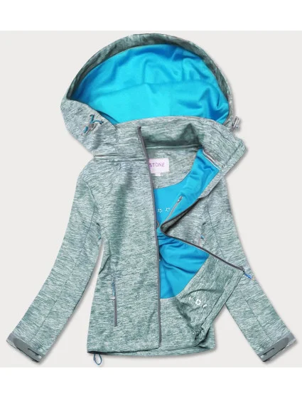 Šedo-svetlo modrá dámska športová bunda typu "softshell" (DW-21605)