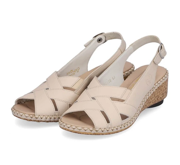 Pohodlné kožené sandále Rieker W RKR682 beige